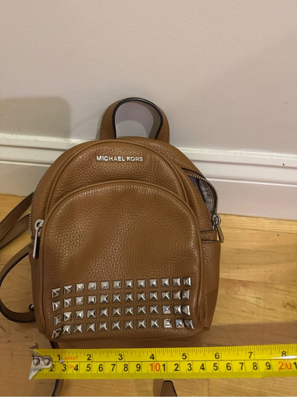 Michael Kors Tan Leather Studded Mini Backpack